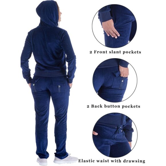 Soft and Stretchy Velour Women’s Tracksuit Set - Ideal for Workout or Lounging - Picture 3 of 4